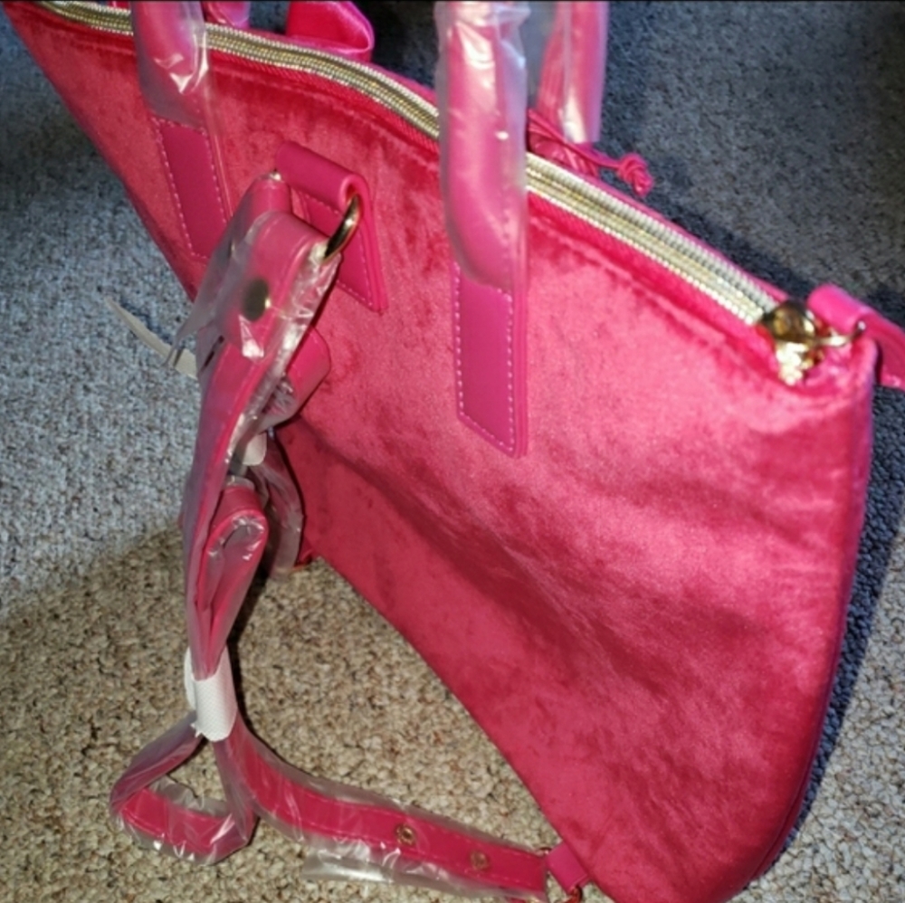 Juicy Couture hot pink velvet bag tote or shoulder - Picture 3 of 8